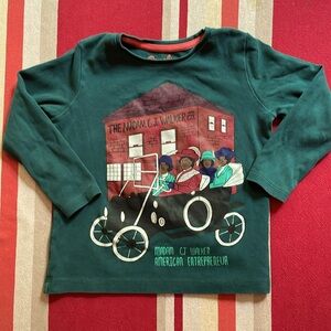 Piccolina Madame C.J. Walker Trailblazer teal long sleeve T-Shirt. Size 4T